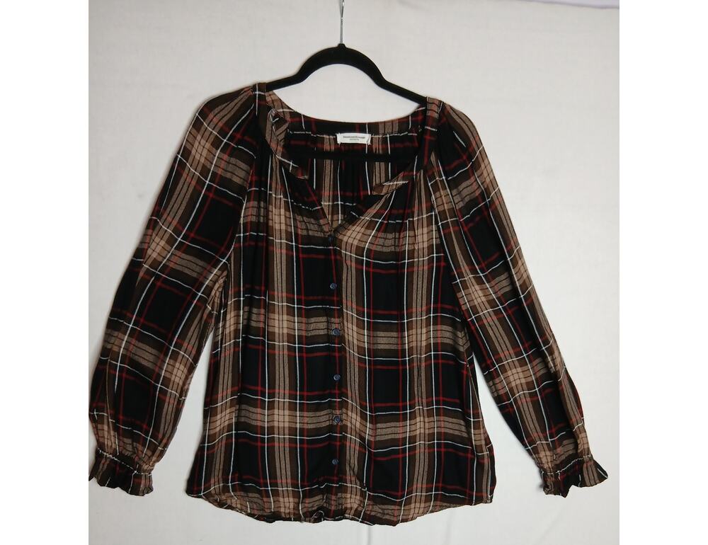 Beach Lunch Lounge Plaid Soft Flannel Blouse Sz L Practical Magic Fall Witchy